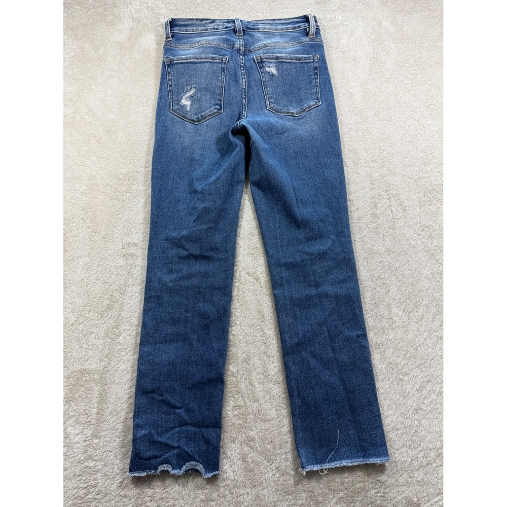 Flying Monkey Womens High Rise Raw Hem Blue Straight Jeans 26 Meas: 27x27.5 - Picture 2 of 5
